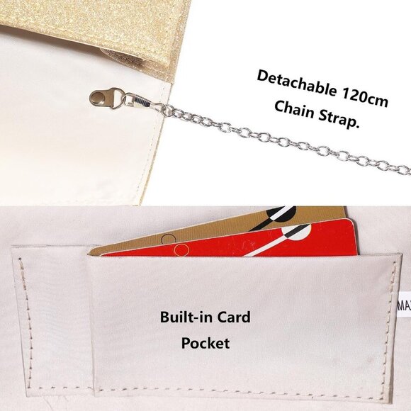 Chic Champagne Evening Clutch Bag | Luxurious PU Leather with Magnetic Closure - Picture 5 of 7